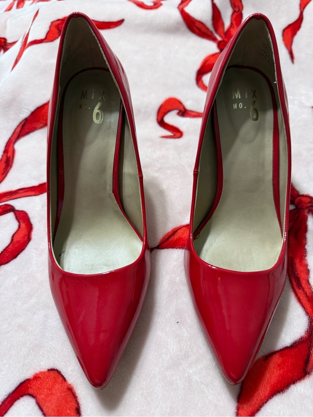 Mix No. 6 Red Patent Pointed-Toe Pumps with Glossy Finish